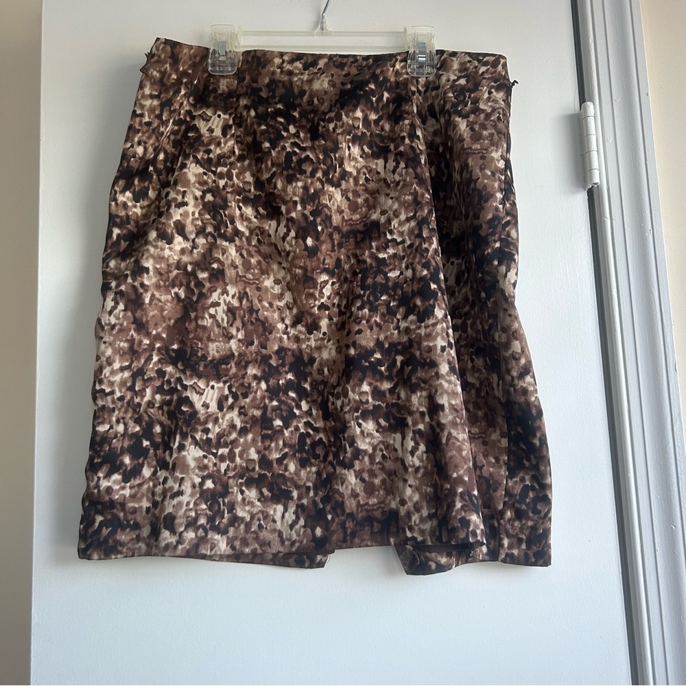 Cato Brown Abstract Pattern Pencil Skirt Sz 12 Knee Length Office Academia Fall